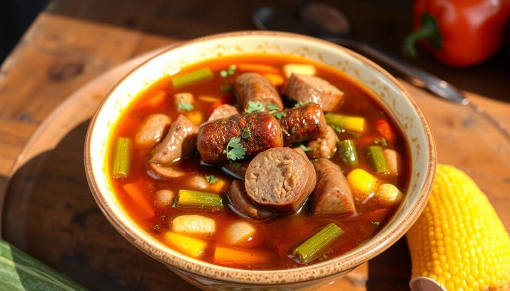 Andouille Sausage in Swamp Soup