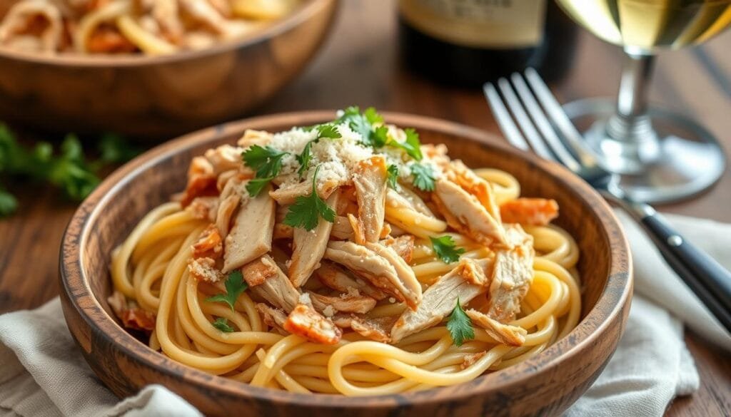 Garlic Butter Pasta with Rotisserie Chicken