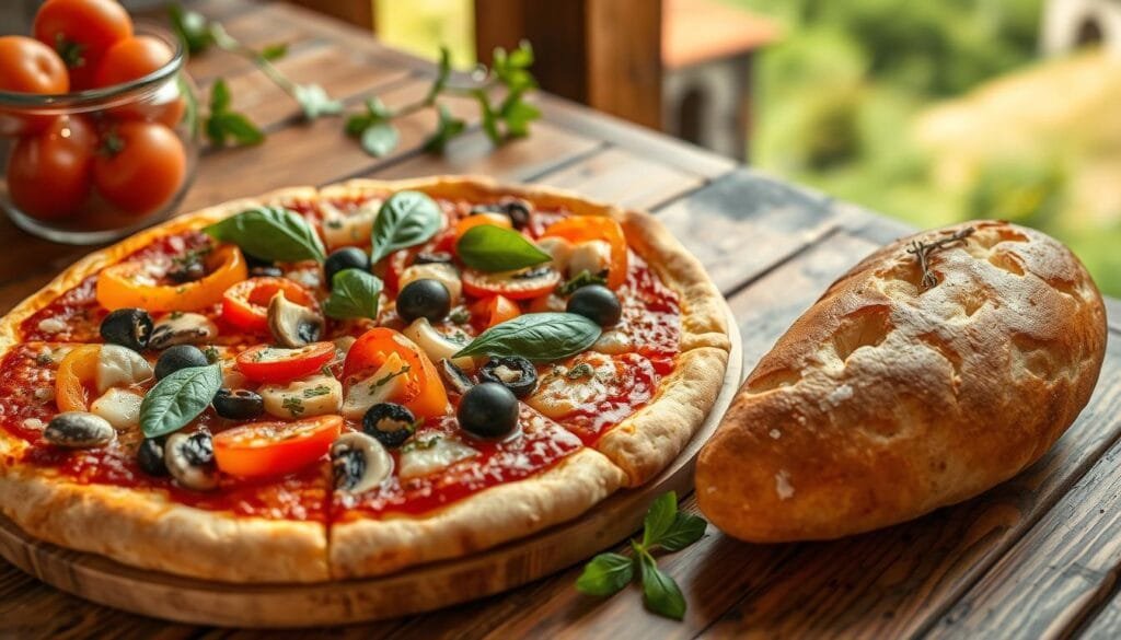 Italian Vegetarian Pizza and Focaccia