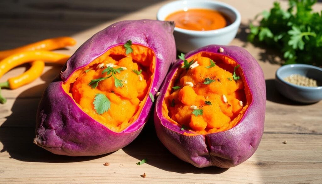 Stuffed Purple Sweet Potato Boats